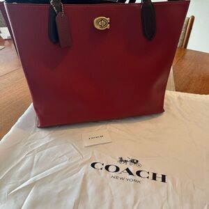 Coach Cherry Red Leather Tote NEW